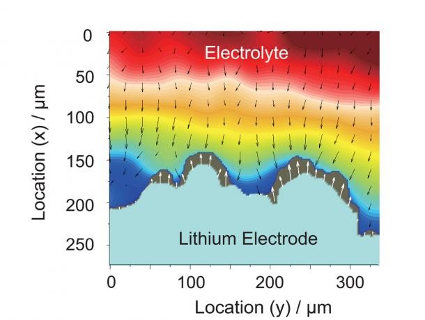 Ion flux during dendrite growth